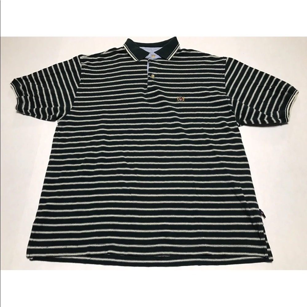 Vintage 90s Bugle Boy Striped Big Crest Logo Polo